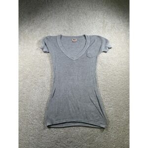 Mossimo‎ Supply Co Sweater Womens Medium Gray Short Sleeve Y2K Pocket